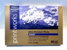 Ulta Premium Glossy 4" x 6” Photo Paper 30 Sheets 10 mil. 95 Bright - NEW SEALED