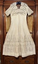 1910s Edwardian Cotton Tea Dress Fabulous Lace Details Comfortable Fit