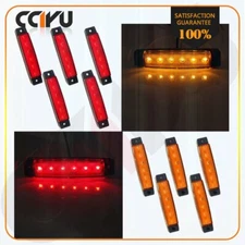 10x 3.8" Red/Amber 6LED Side Marker Light indicators Truck Trailer Bus Universal