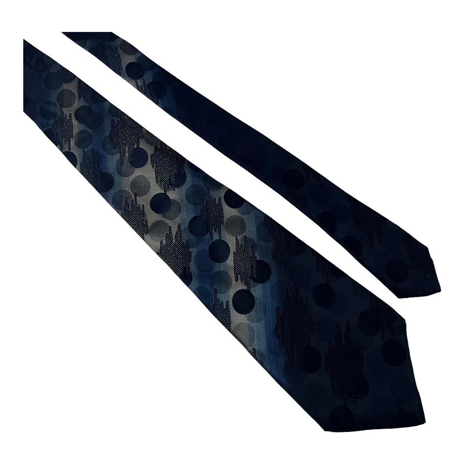 Corbata de cuello de seda pura con estampado abstracto circular LANVIN azul para hombre talla 4" W 56" L Foto 4 de 4