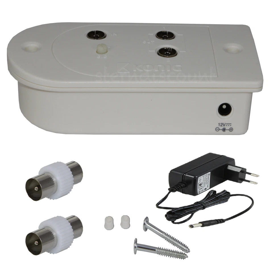 Antennenverstärker DVB-C -T2 Kabel TV 2 Geräte Verstärker Verteiler HD 4K 25dB - Bild 2 von 3