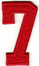 NUMBERS  - Red Number "7" (1 7/8") - Iron On Embroidered Applique/Numbers