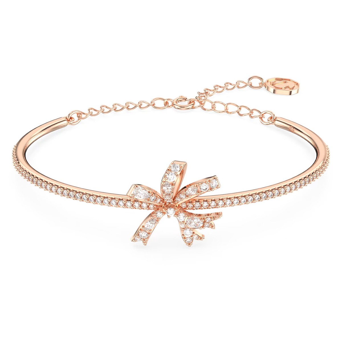 Swarovski Zirconia Volta Bangle Bow, White, Rose Gold-Tone Plated 