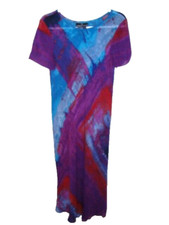 VTG Size 12 CAROLE LITTLE Bias-Cut sheer rayon dress turquoise/magenta