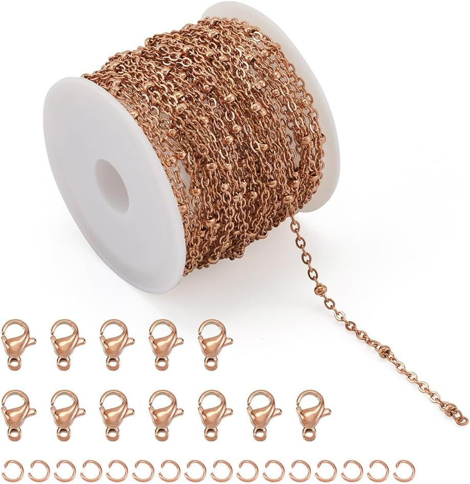 16.4ft Rose Gold Satellite Chain with 20 Lobster Clasps 40pc 5M