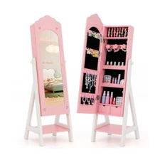 Kids Jewelry Cabinet Child Toy Armoire Organizer Room Girl w/ Drawers & Shelves
