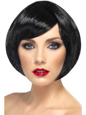 Womens Short Black Bob Wig Sexy Short Hair With Bangs Halloween