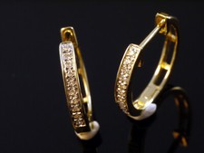 585 Gold Creolen mini Diamant Creolen 13,5 mm 1 Paar mit 20 Diamanten