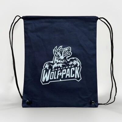 HARTFORD WOLFPACK AHL STRING BACKPACK BAG SLING NAVY BLUE LOGO