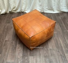Puf otomano de cuero reposapiés 30"" sin relleno nuevo marrón para hogar y estudio