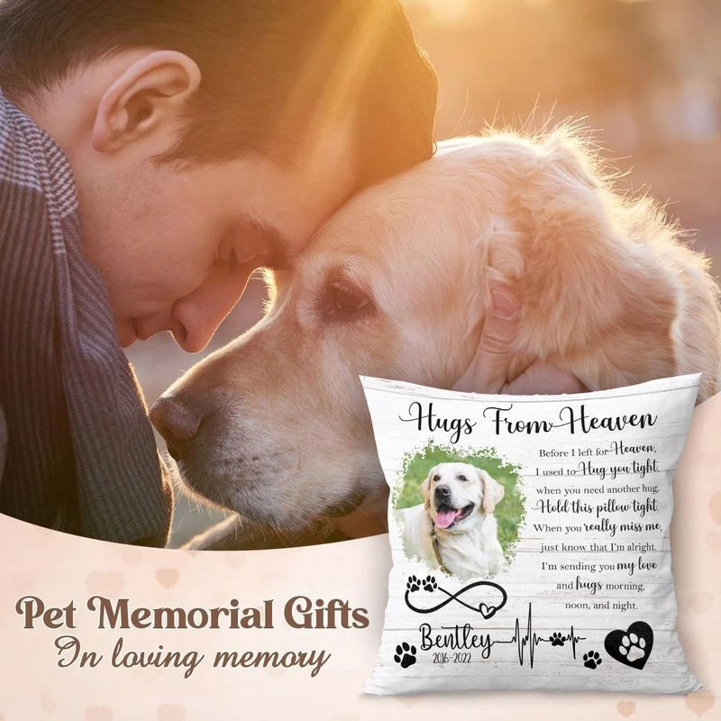 Almohada personalizada conmemorativa para mascotas (inserto incluido), regalos conmemorativos para perros Foto 4 de 4