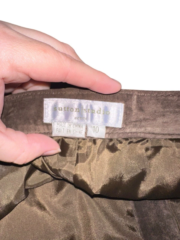 Pantalones vaqueros occidentales de gamuza de pierna recta Sutton Studio para mujer talla pequeña 10 marrón Foto 4 de 4