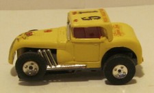 Aurora TJet Hot Rod Coupe Runner Slot Car 1366 Yellow with Solid Rivet Chassis