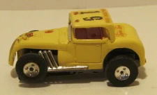 Aurora TJet Hot Rod Coupe Runner Slot Car #1366 Yellow with Solid Rivet Chassis