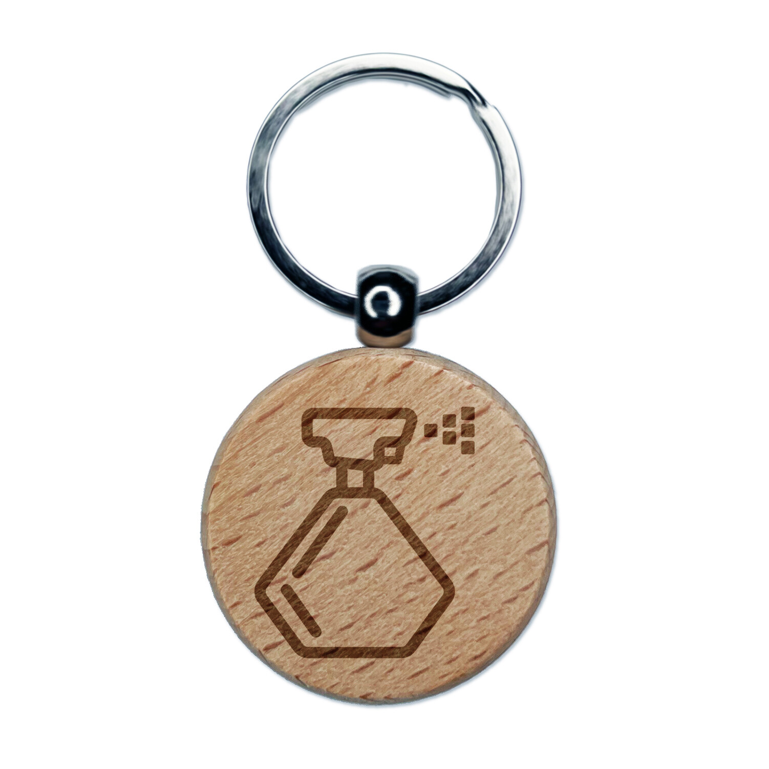 Engraved Wood Keychain with Spray Bottle Cleaning Icon Charm  