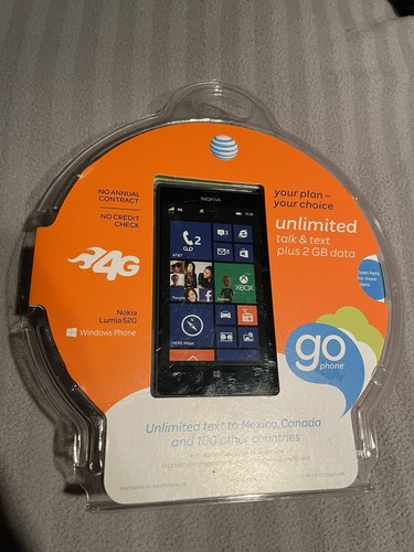 **NEW** NOKIA LUMIA 520 AT&T GOPHONE SMARTPHONE GSM NO CONTRACT PREPAID ...