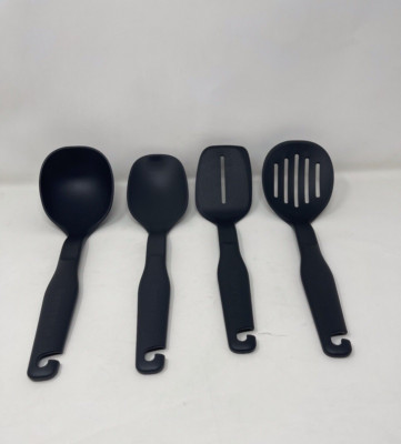 Tupperware Kitchen Tools 4pc Starter Set Ladle, Spatula,  Spoon, S Drainer New