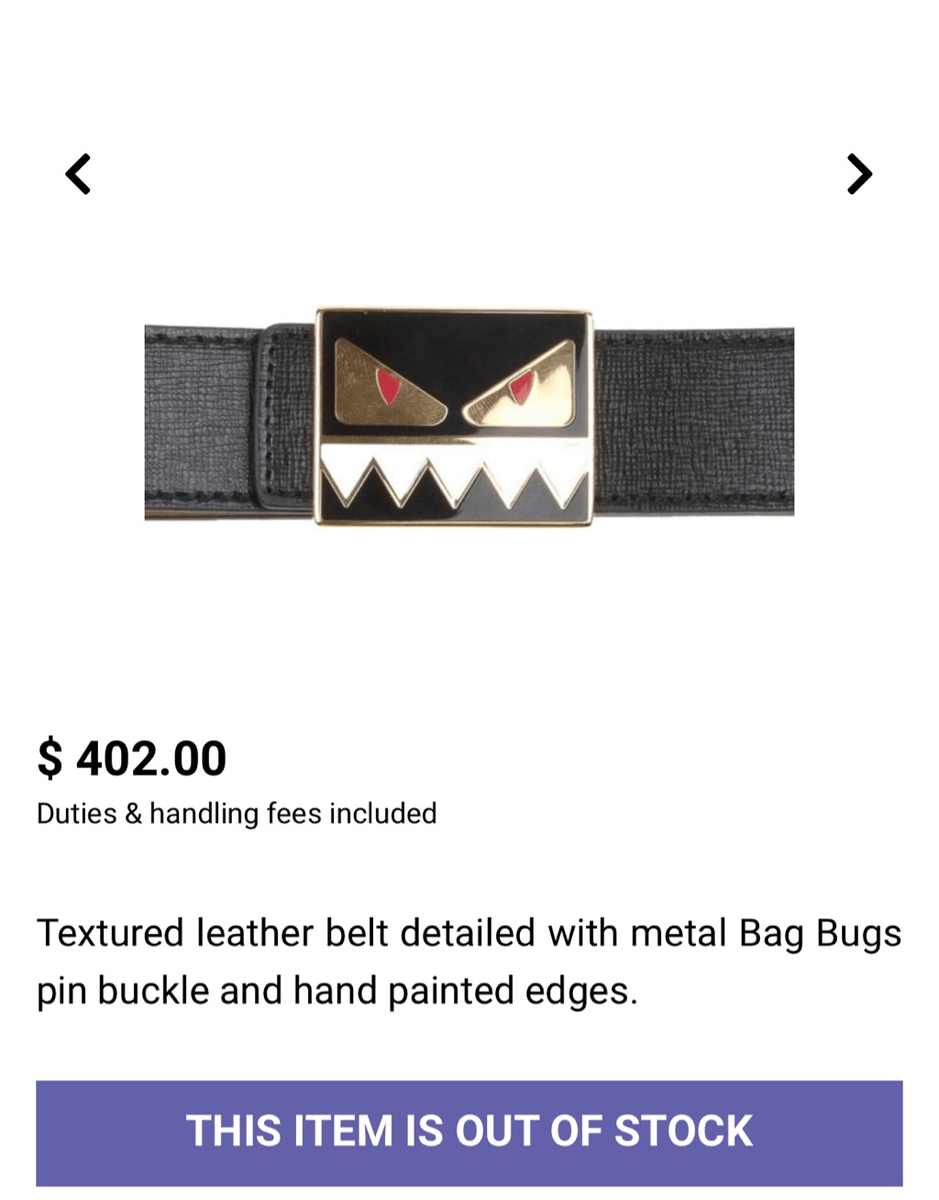 Fendi Monster Black & Gold Bug Eye Buckle Calf Skin Leather Fendi Monster Black & Gold Bug Eye Buckle Calf Skin Leather