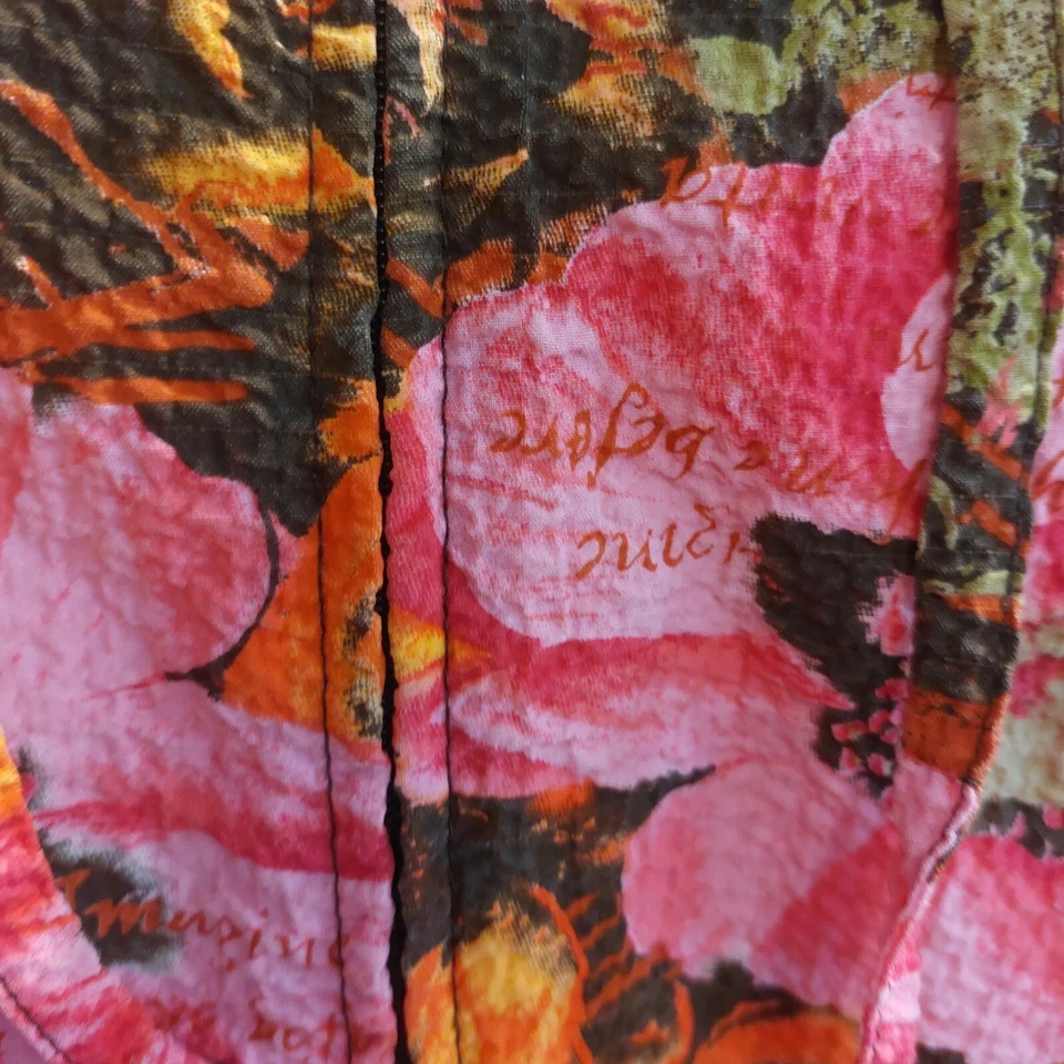 Chaqueta Analógica Con Capucha Ligera Flores Naranja Rosa Y Verde Gran Transición Foto 3 de 4