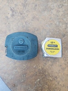 LOT OF 2 VINTAGE STANLEY 50 ft 50' TAPE MEASURE Model 34-450 AND 12ft Power Lock