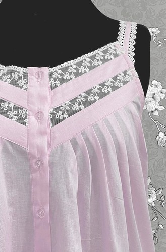 SoieRose 100% Cotton Pale Pink Sleeveless Nightgown with Straps - SR-1100 - 第 2/6 張圖片