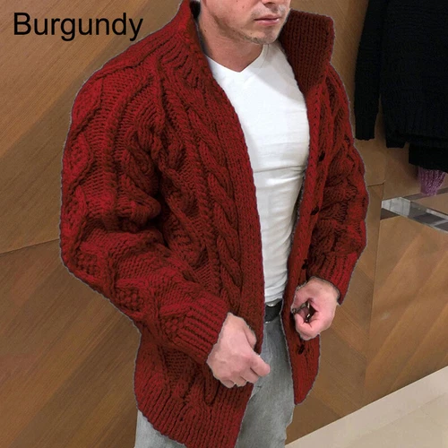 Invierno Cálido Tejido Cárdigan Suéter Para Hombres Informal Manga Larga Chaqueta Abrigo Exterior - Imagen 14 de 21