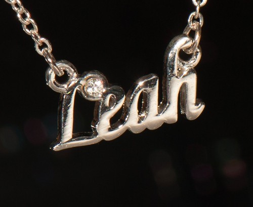 LEAH Name Necklace with Rhinestone Gold 