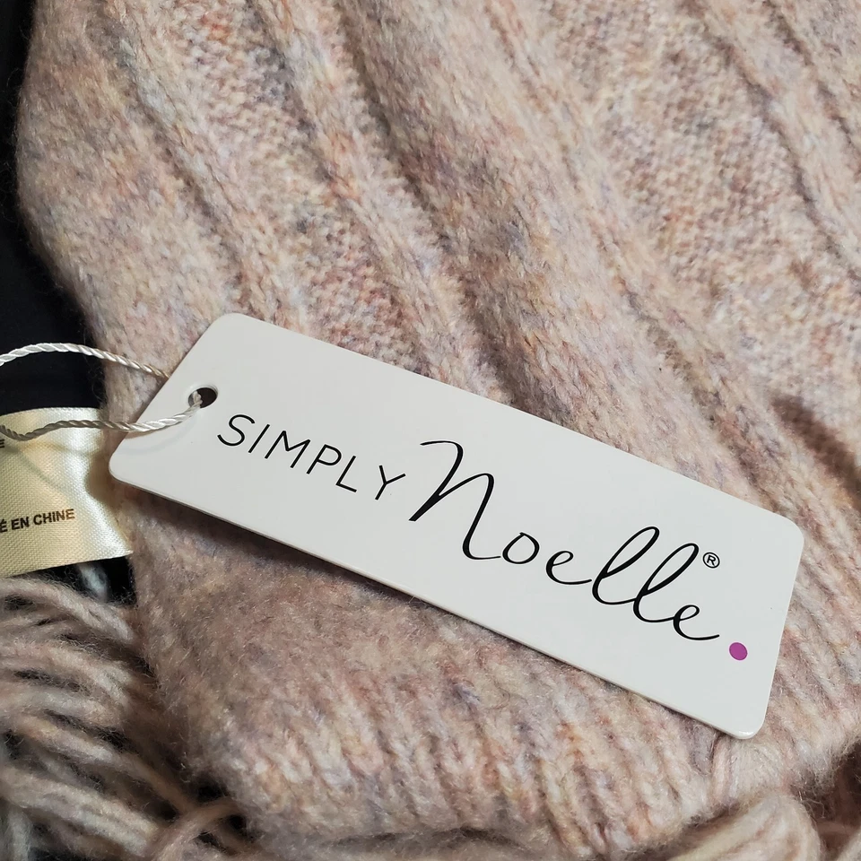 NWT Simply Noelle Light Pink Cable Knit Scarf, Fringe - Thin/lightweight 60"   - Image 3 of 4