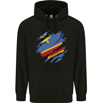 Zerrissene DR Kongo Flagge Kongolesischer Tag Fußball Kinder Kids Hoodie