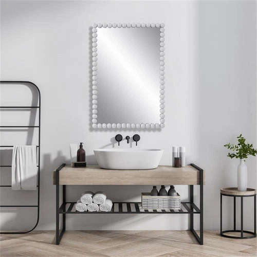 Uttermost Serna Contemporary Iron Metal and MDF Vanity Mirror in White - Picture 6 of 8