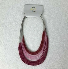 MIXIT Color Layered Beaded Necklace Pink Beads Festival NWT