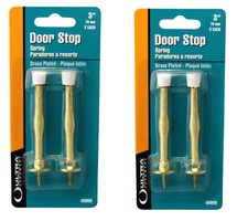 4 Pack Spring Door Stop 3" Stopper Brass Plated Rust Resistant Door Hardware
