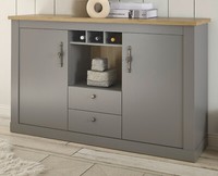 Sideboard Anrichte Eiche Grau Wohnzimmer Esszimmer Kommode Flaschenregal Rideau