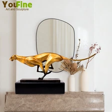 Bronze Leopard Sculpture Bronze Cheetah Statue Bronze Cast Crafts For Home Decor