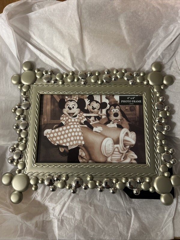 Disney Parks Walt Disney World Disneyland Mickey Mouse Silver Frame 4x6 NEW