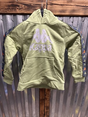 Kappa Sportswear Side Striped Olive Green Hooded Sweatshirt Size 8