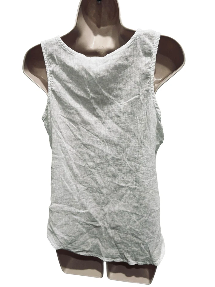 Top Bobbie Brooks Mujer XL Blanco Sin Mangas Bordado Frontal 100% Algodón Foto 4 de 4