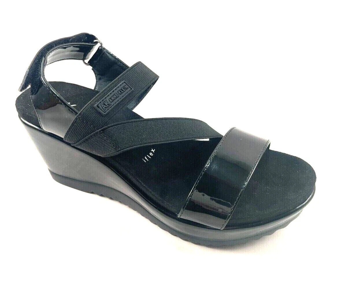 Anne Klein Regina Black Strappy Mid Wedge Sandal eBay