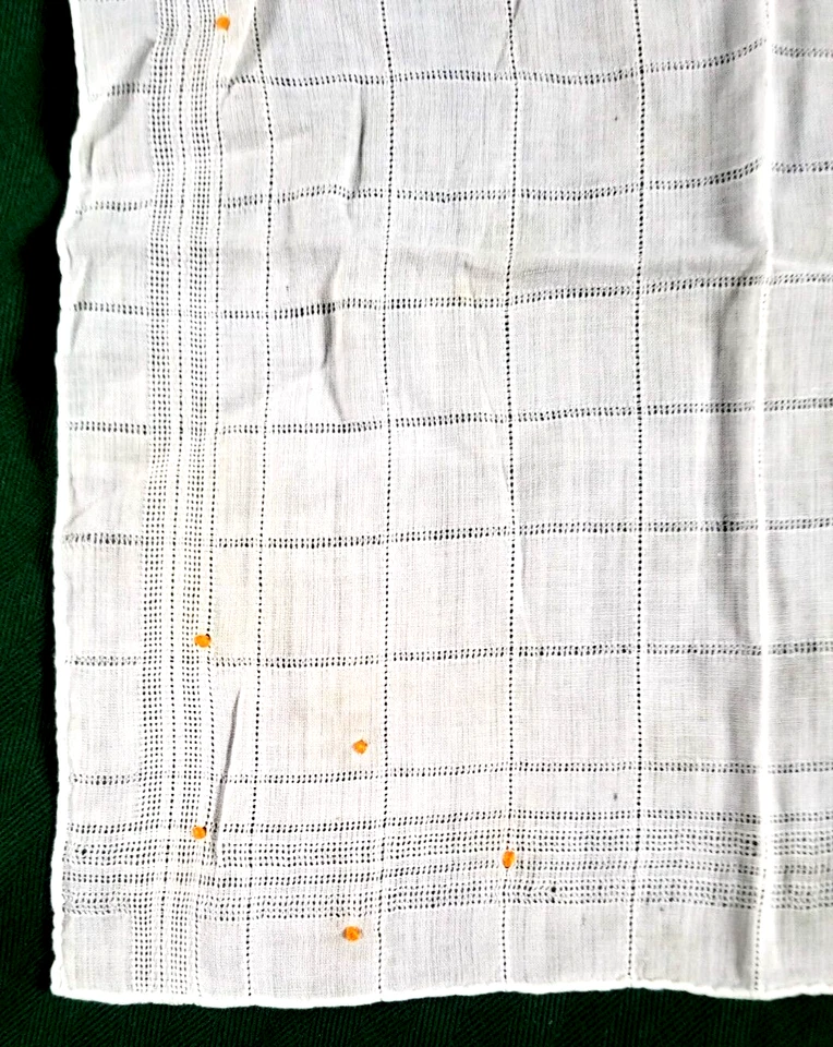 Pañuelo Blanco Ojal Hilo Dibujado Trabajo Bordado Art Deco Para Hombres De Colección Foto 3 de 4