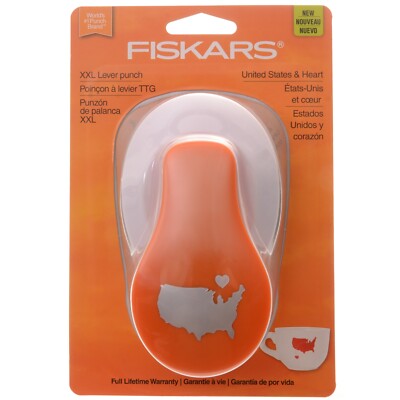 Fiskars XXL Lever Punch United States & Heart Scrapbooking Paper Craft