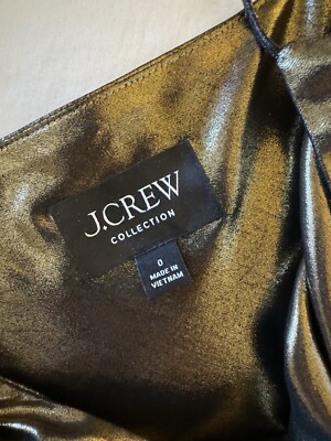 slim fit dress slacks J. Crew Collection Gold Metallic Cocktail Dress, size XSP (extra small –  Christina Finn Style & Boutique main image 0