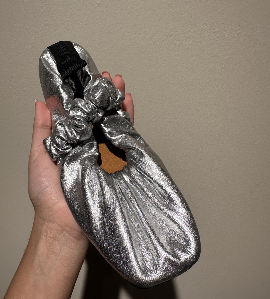 Ganni Silver Scrunchie Ballerina Flats US 7 | eBay