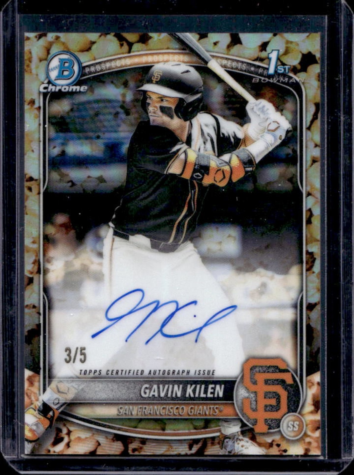 2025 Bowman Draft Gavin Kilen Chrome Auto Pop Corn Refractor 1st #/5 Giants