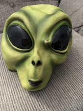 Green Alien Latex Mask  Hands, worn once or twice, size adult / teenager