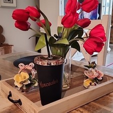 Black Tumbler with Rose Gold Straw