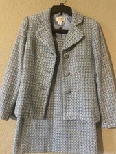 Talbots 2pc Wool Tweed Skirt Suit 3-Button Notch Lapel Lined Size 4