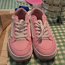 Vans Off The Wall Unisex Kids Pink/White Low Top Lace-Up Sneakers Sz 7 M
