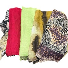 Lot of 5 Women  s Scarves Shawls Wraps Leopard Animal Print Mixed Colors