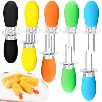 10 Pcs/ 5 Pairs Corn Cob Holders Interlocking Design Corn Holders Stainless S...