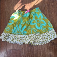 Genuine Kids from OshKosh Girls Skirt 5T Green Blue Floral Ruffle Polka Dot